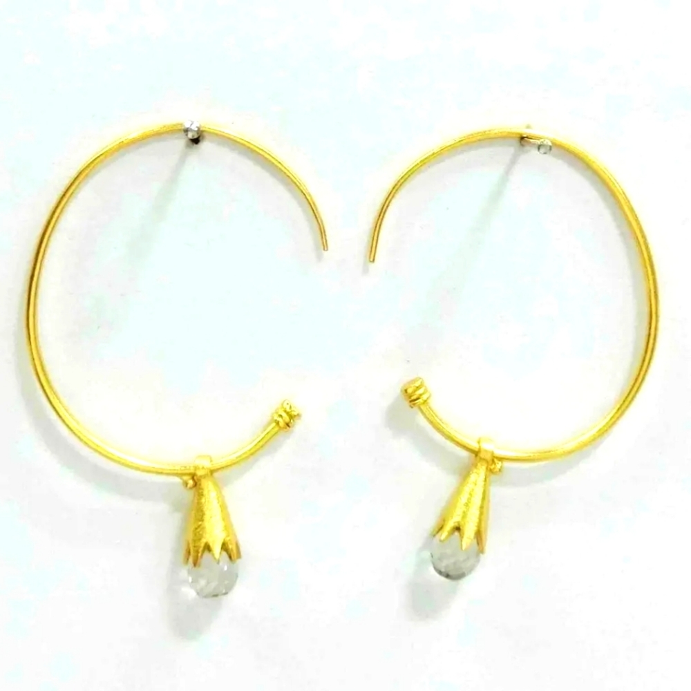 Hoop teardrop earring stone style matte gold color